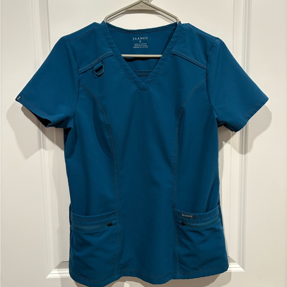 Jaanuu Women's Caribbean Blue Scrub Top